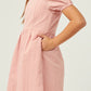 GIRLS SQUARE NECK TEXTURED DRESS - BLUSH