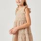 FLORAL RUFFLE TIERED SLEEVELESS DRESS - BLUSH