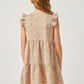 FLORAL RUFFLE TIERED SLEEVELESS DRESS - BLUSH