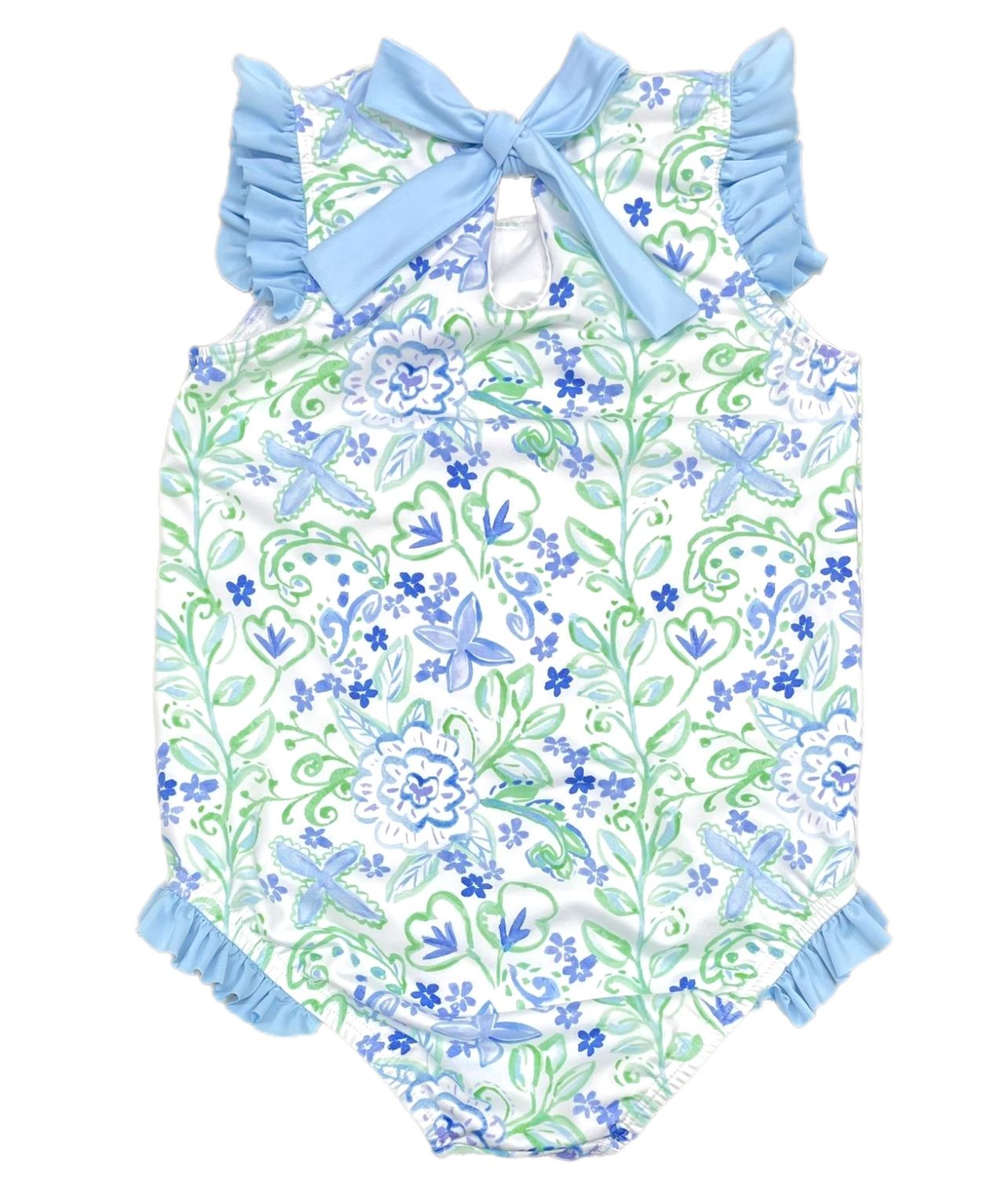 AUDREY ONE PIECE SWIM - BLUE GREEN FLORAL