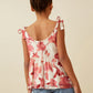 GIRLS FLORAL TIE SHOULDER TOP - RED