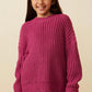 DISTRESSED HEM DETAIL SWEATER - MAGENTA