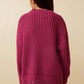 DISTRESSED HEM DETAIL SWEATER - MAGENTA