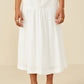 MIX MEDIA DENIM MIDI SKIRT - OFF WHITE
