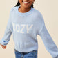 COZY GRAPHIC KNIT PULLOVER - BLUE