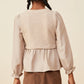 MIX MEDIA RIBBED KNIT TWOFER TOP - TAUPE