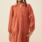 OPEN COLLAR VEGAN SUEDE SWING DRESS - RUST