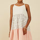 GIRLS COLOR BLOCK FLORAL DRESS - CREAM