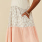 GIRLS COLOR BLOCK FLORAL DRESS - CREAM