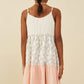 GIRLS COLOR BLOCK FLORAL DRESS - CREAM