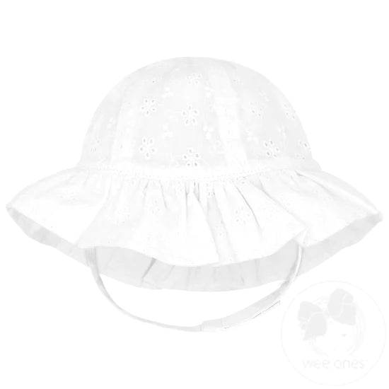 REVERSIBLE GIRLS RUFFLE EYELET HAT