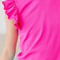 HOT PINK S/S RUFFLE TEE
