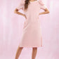 COTTON JERSEY STRIPE PUFF SLEEVE TEE DRESS  - PINK