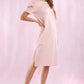 COTTON JERSEY STRIPE PUFF SLEEVE TEE DRESS  - PINK