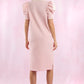 COTTON JERSEY STRIPE PUFF SLEEVE TEE DRESS  - PINK