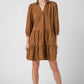 BUTTON DOWN MINI DRESS - CAMEL