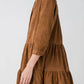 BUTTON DOWN MINI DRESS - CAMEL