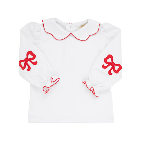 EMMA'S ELBOW PATCH TOP - WORTH AVENUE WHITE/RICHMOND RED