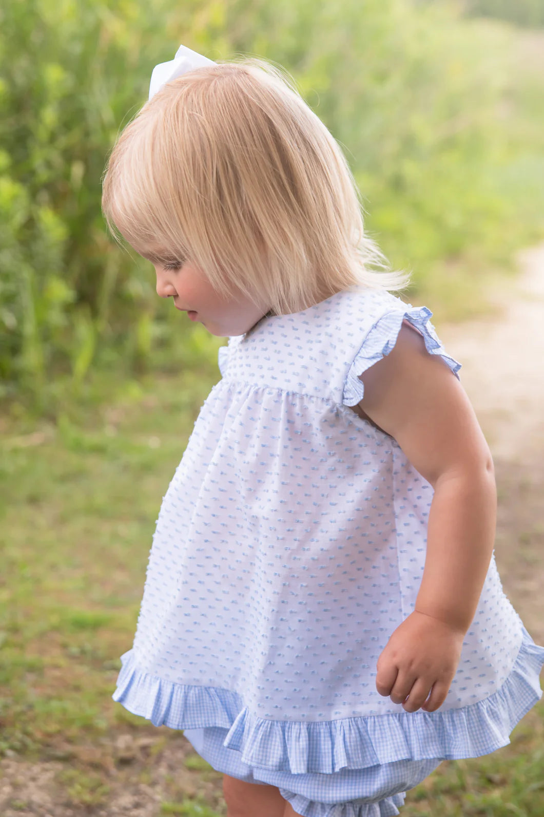 NATALIE BLOOMER SET - BLUE SWISS DOT