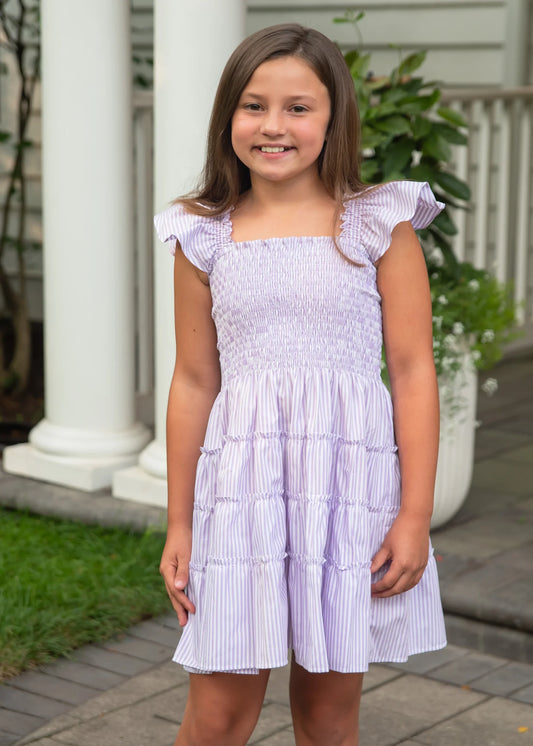 CHARLOTTE DRESS - LAVENDER STRIPE