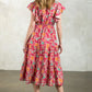 FLUTTER SLEEVE TIERED DRESS