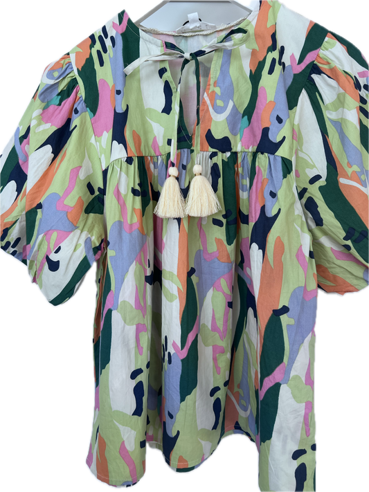 PUFF SLEVE MULTI COLOR TOP