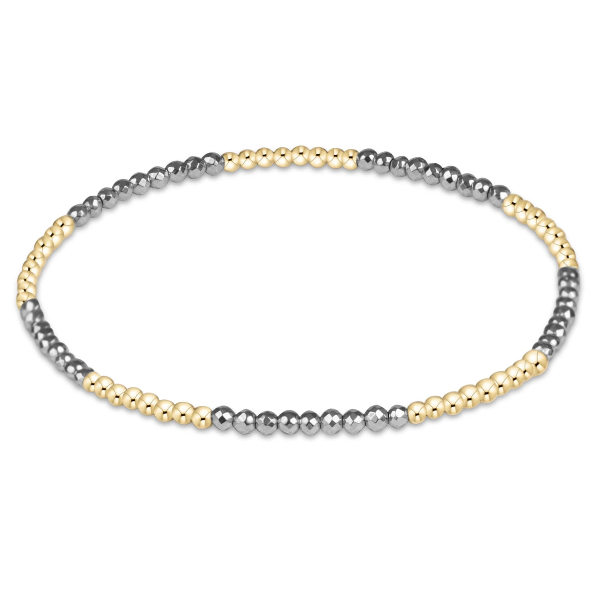BLISSFUL SILVER FACETED HEMATITE 2MM BRACELET