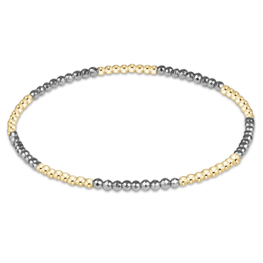 BLISSFUL SILVER FACETED HEMATITE 2MM BRACELET