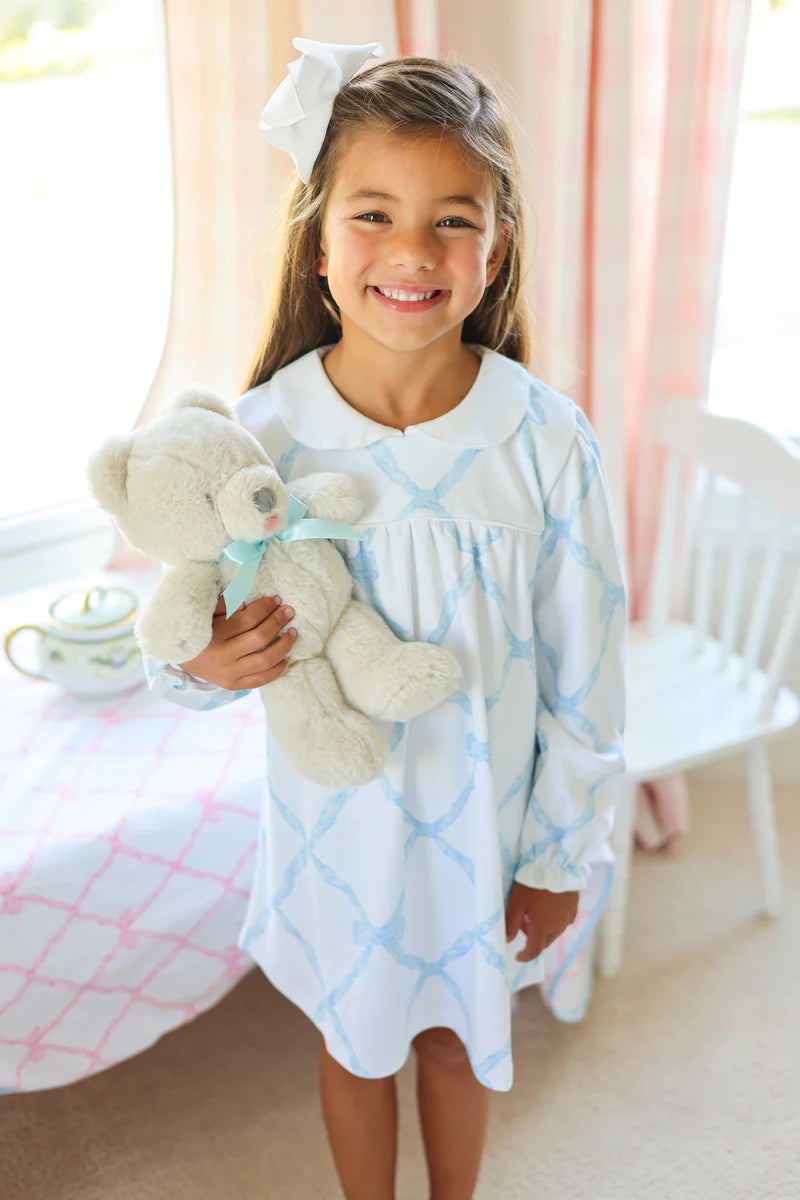 LS HOLLY DAY DRESS - BLUE BELLE MEADE BOW (BUCKHEAD BLUE)