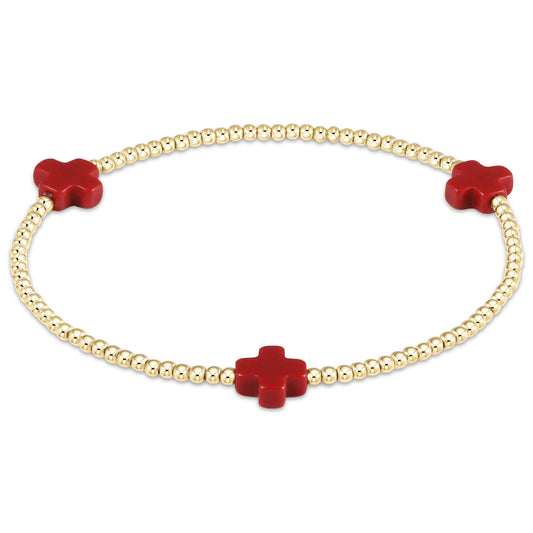SIGNATURE CROSS 2MM GOLD BRACELET - RED