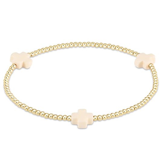 SIGNATURE CROSS 2MM GOLD BRACELET - OFF WHITE