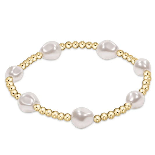 ADMIRE GOLD 3MM BEAD BRACELET - PEARL