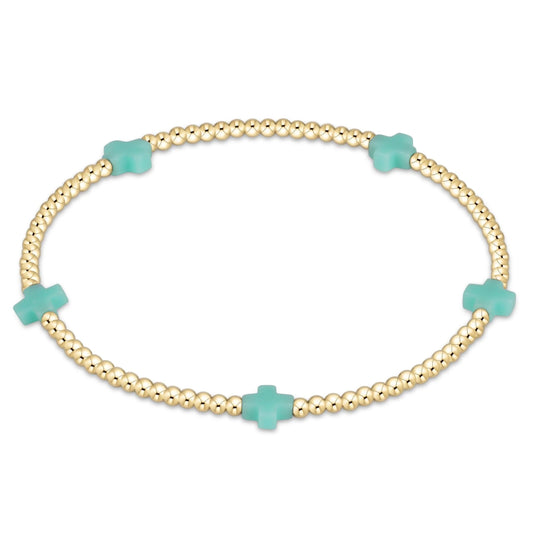 EGIRL SIGNATURE CROSS SMALL 2MM GOLD BRACELET - MINT