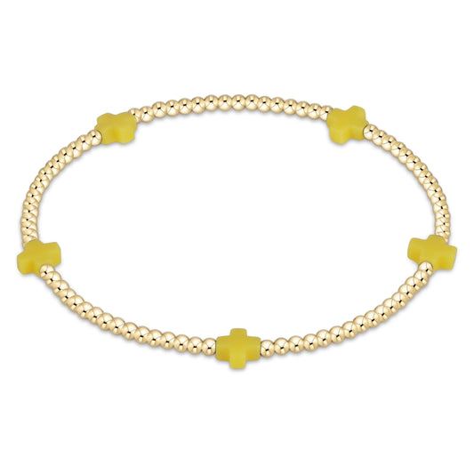 EGIRL SIGNATURE CROSS SMALL 2MM GOLD BRACELET - CANARY