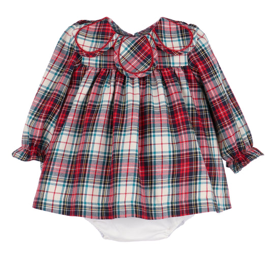 GINGERBREAD PLAID PETAL FLOAT DRESS - RED