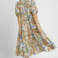 FLORAL TIERED MIDI DRESS - LATTE