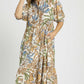 FLORAL TIERED MIDI DRESS - LATTE