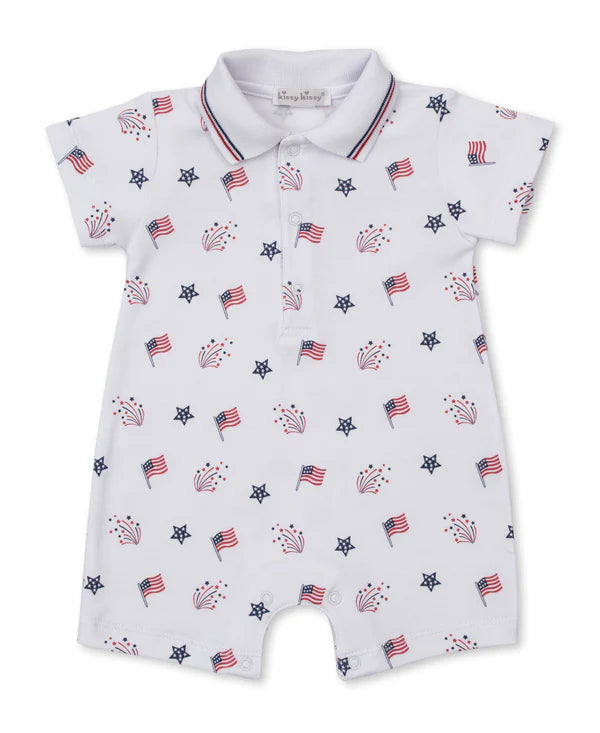 STAR-SPANGLED FREEDOM SHORT PLAYSUIT W/COLLAR