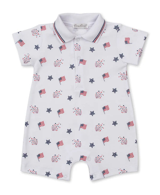 STAR-SPANGLED FREEDOM SHORT PLAYSUIT W/COLLAR
