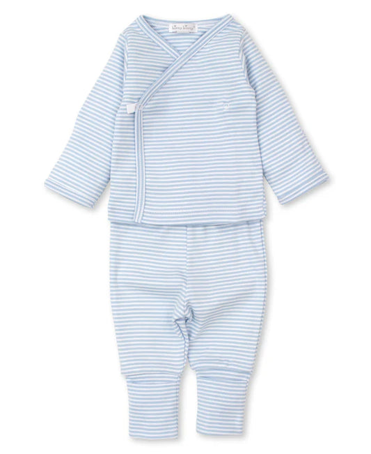 CLASSIC RIB BLUE STRIPE FOOTED PANT SET