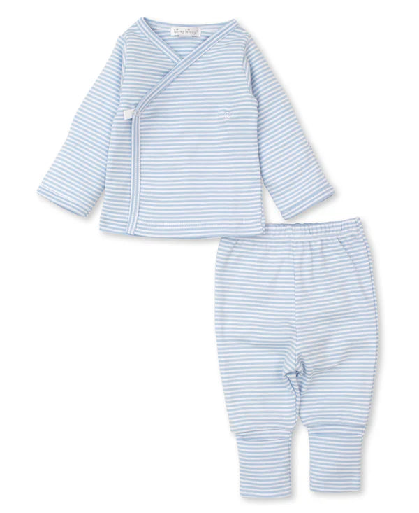 CLASSIC RIB BLUE STRIPE FOOTED PANT SET