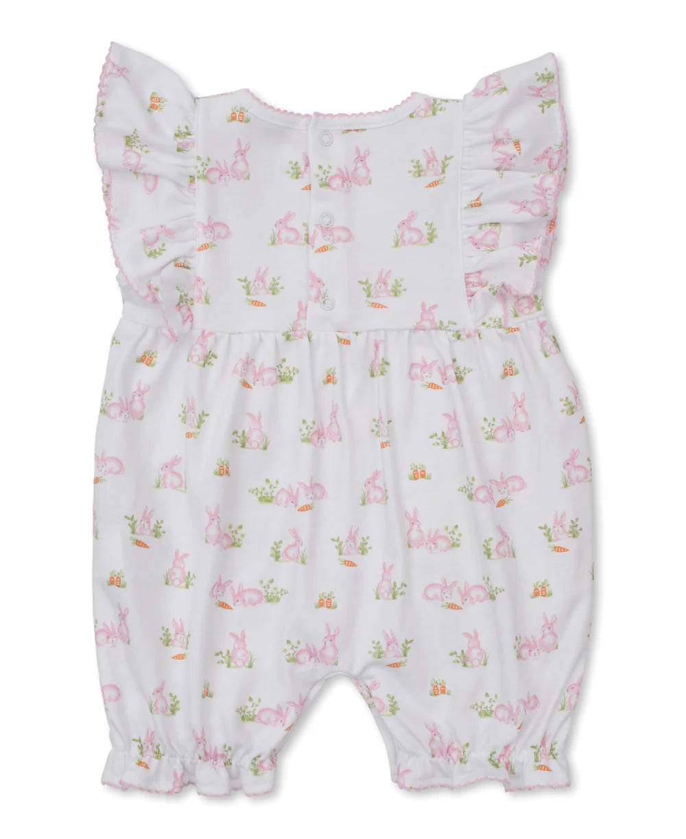 RUFFLE PLAYSUIT - BABY BUNNY PATCH PINK