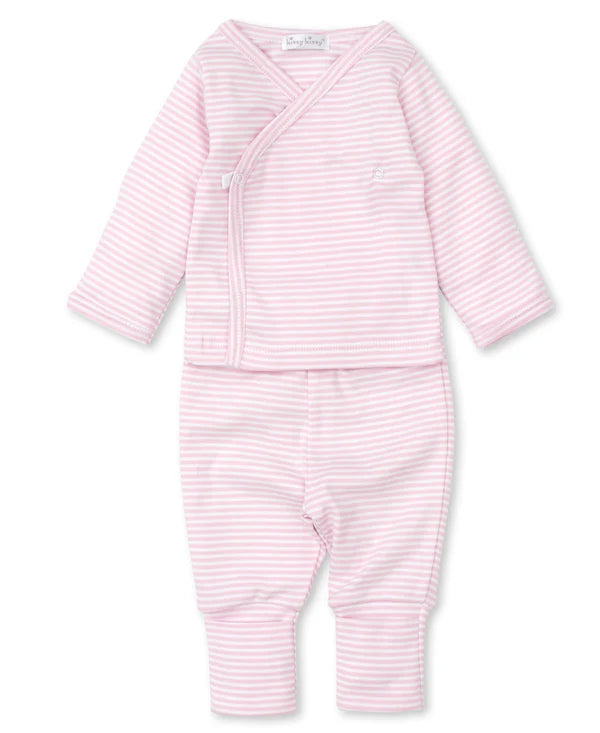 CLASSIC RIB PINK STRIPE FOOTED PANT SET