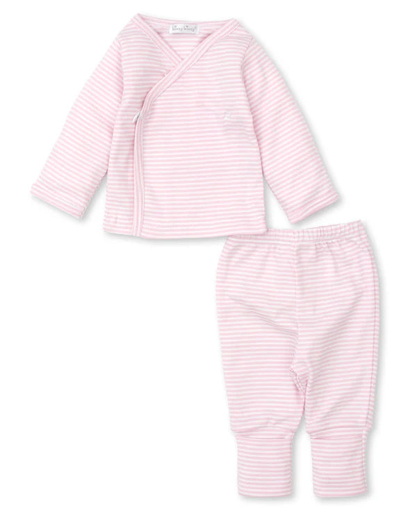 CLASSIC RIB PINK STRIPE FOOTED PANT SET