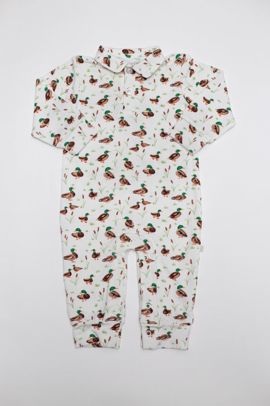 SWEATSHIRT POLO ROMPER - MALLARD DRAKE