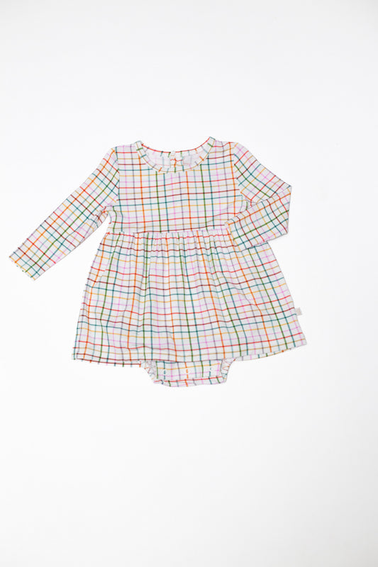 LS BODYSUIT DRESS - AJ PLAID