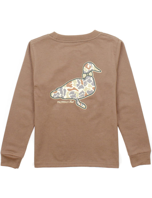 BOYS FIELD CAMO  LOGO LS  - WALNUT