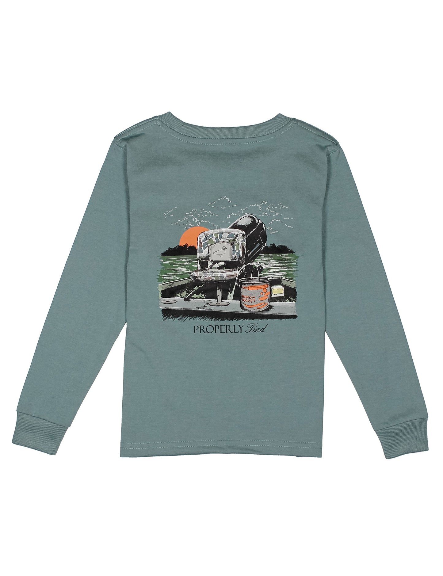 BOYS GONE FISHIN' LS TEE - STEEL BLUE