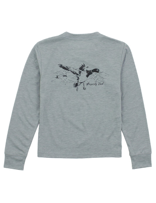 BOYS PORTLAND POCKET TEE LS - FLYING MALLARD MOSS GREY