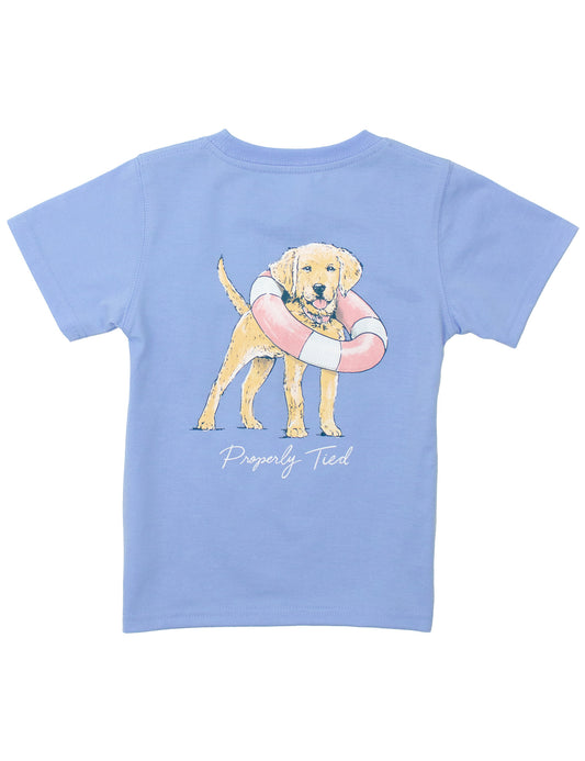 GIRLS LIFEGUAD PUP SS LIGHT BLUE TEE